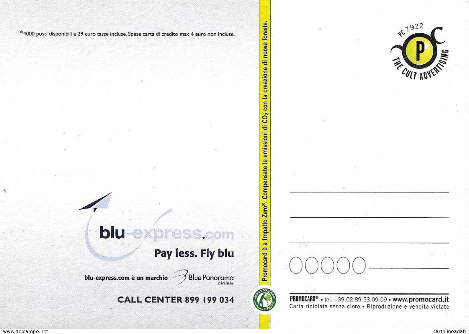 [MD9442] CPM - BLU EXPRESS COMPAGNIA AEREA - PROMOCARD 7922 - PERFETTA - Non Viaggiata - Reclame