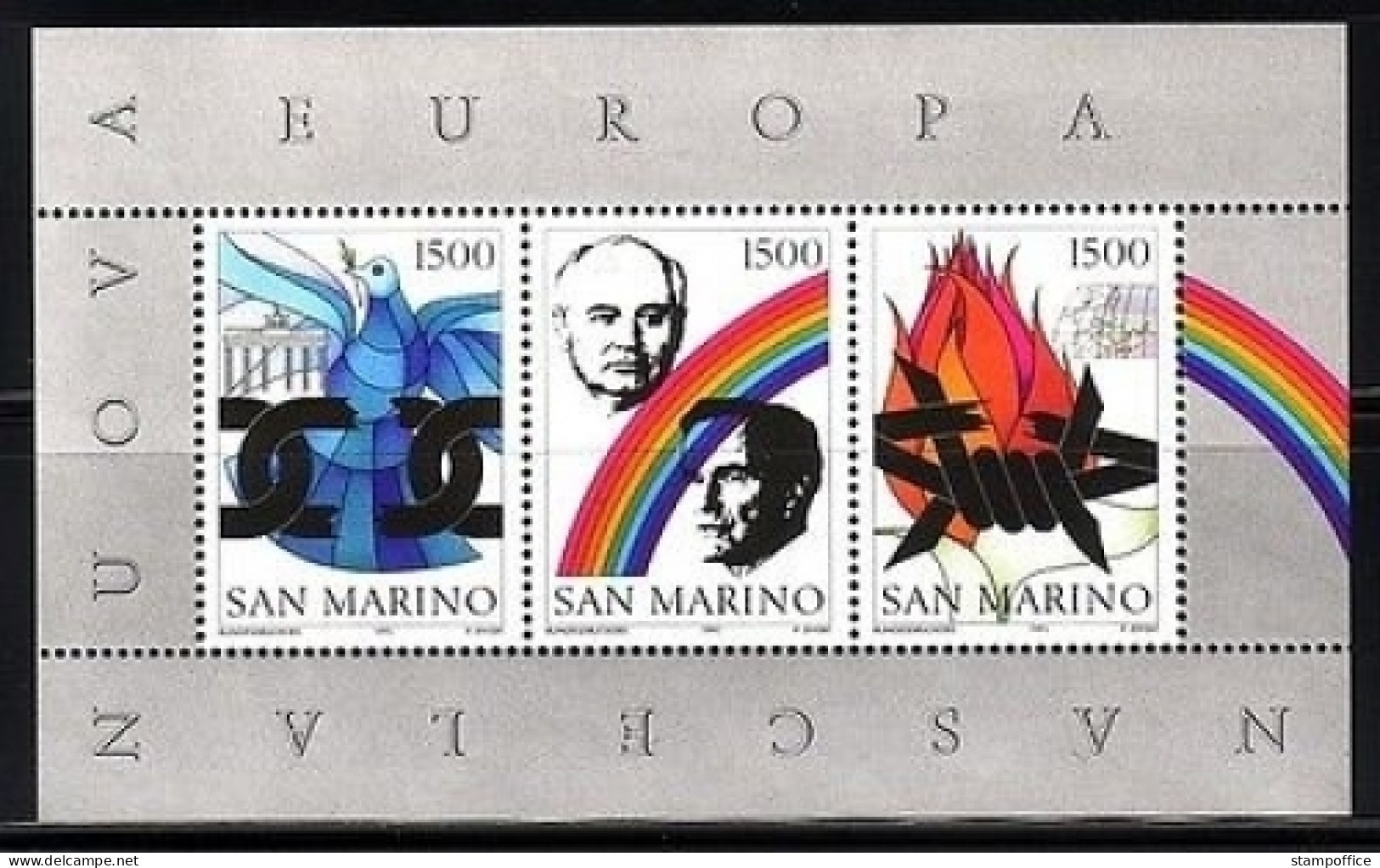 SAN MARINO BLOCK 14 POSTFRISCH(MINT) NEUES EUROPAS GORBATSCHOW UND GEORGE BUSH MITLÄUFER 1991 - Ideas Europeas