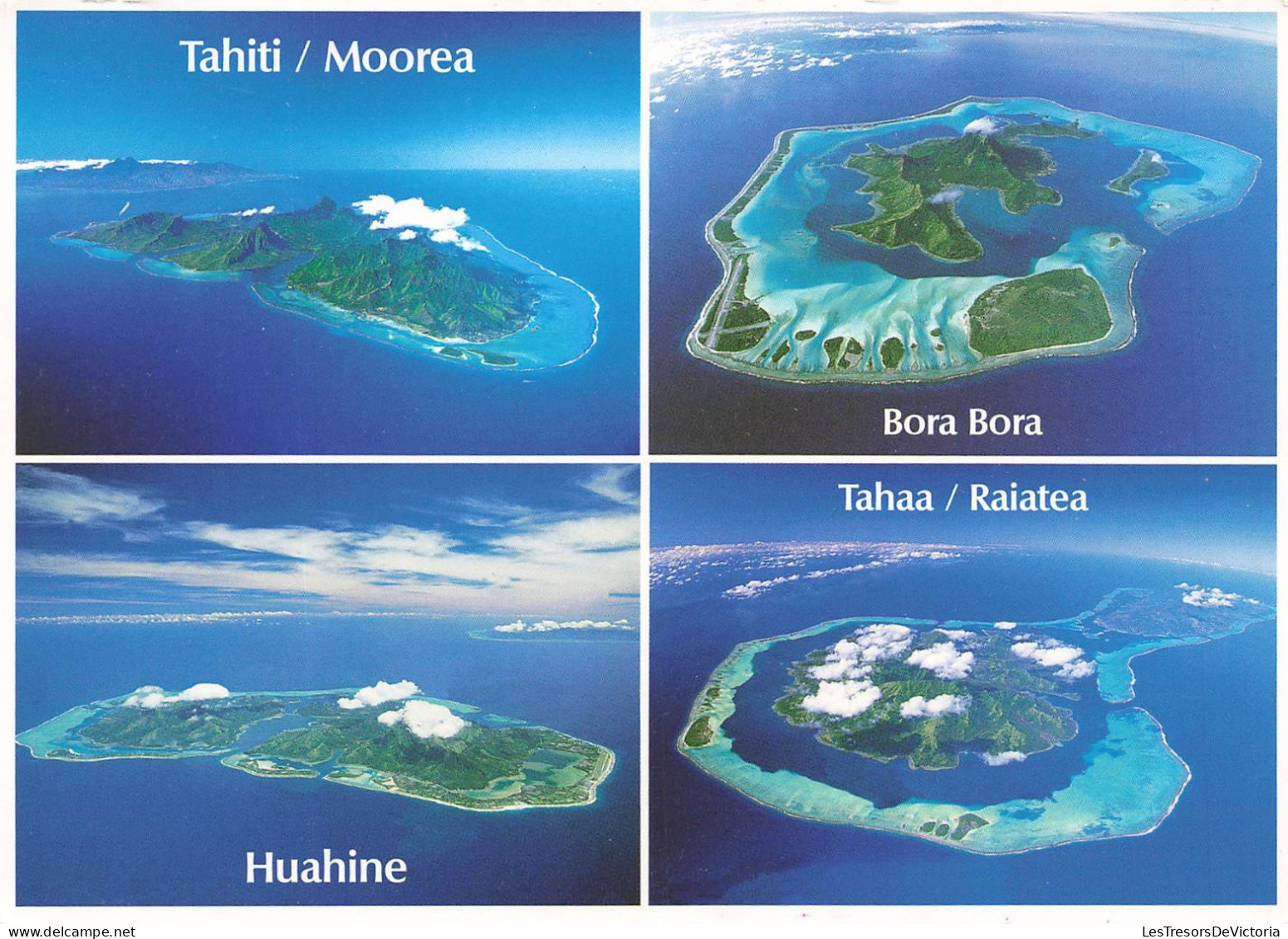 TAHITI - Vue Aérienne Des îles De La Société - Tahiti, Moorea, Raiatea, Tahaa Et Huahine - Carte Postale - French Polynesia