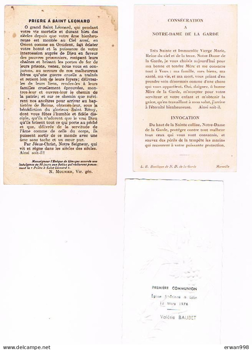 69 LYON,87 LIMOGES,13 MARSEILLE Lot De 3 Images Catholiques Détail Ci Contre   1082 - Images Religieuses