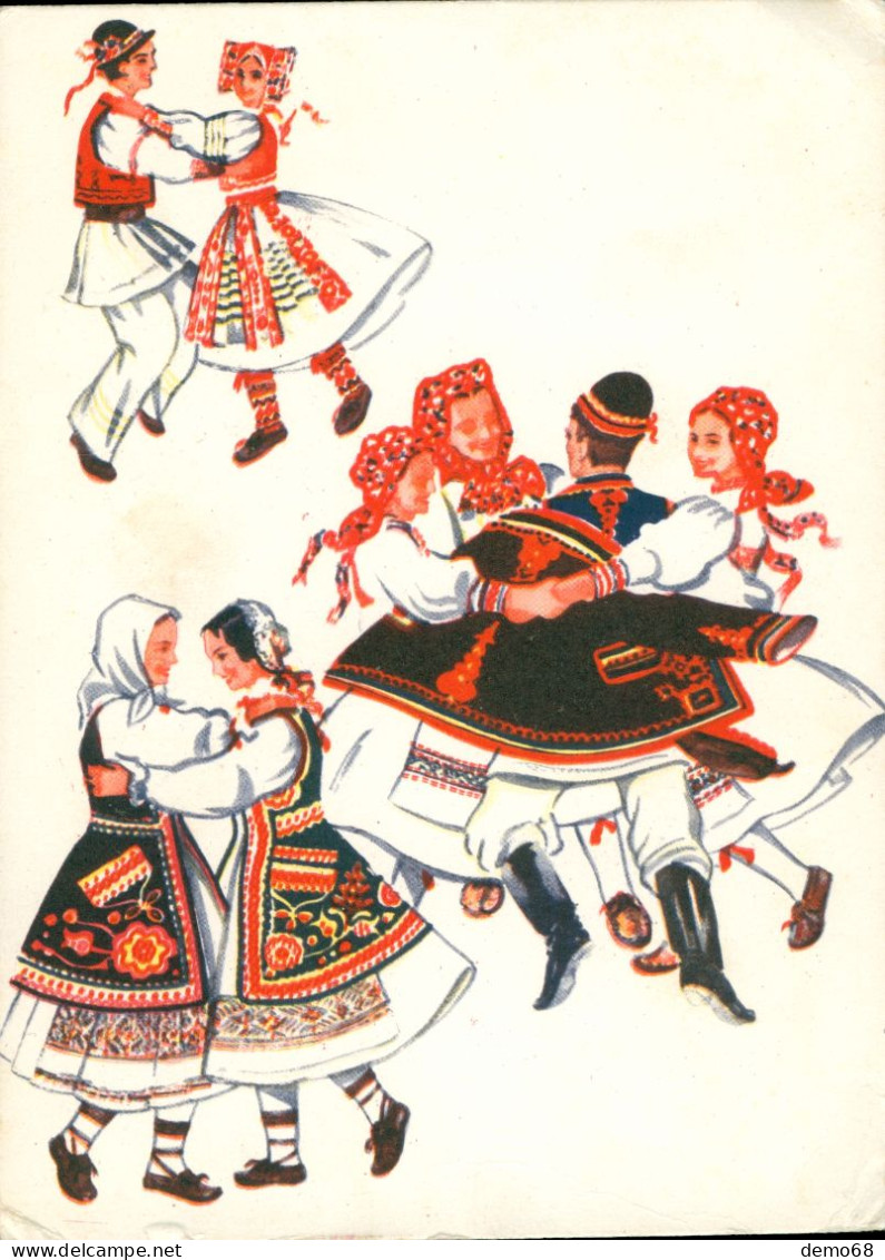 Yougoslavie Croatie Serbie Monténégro Lot De 8 Cartes Costumes Traditionnels Danse Folklore - Yugoslavia