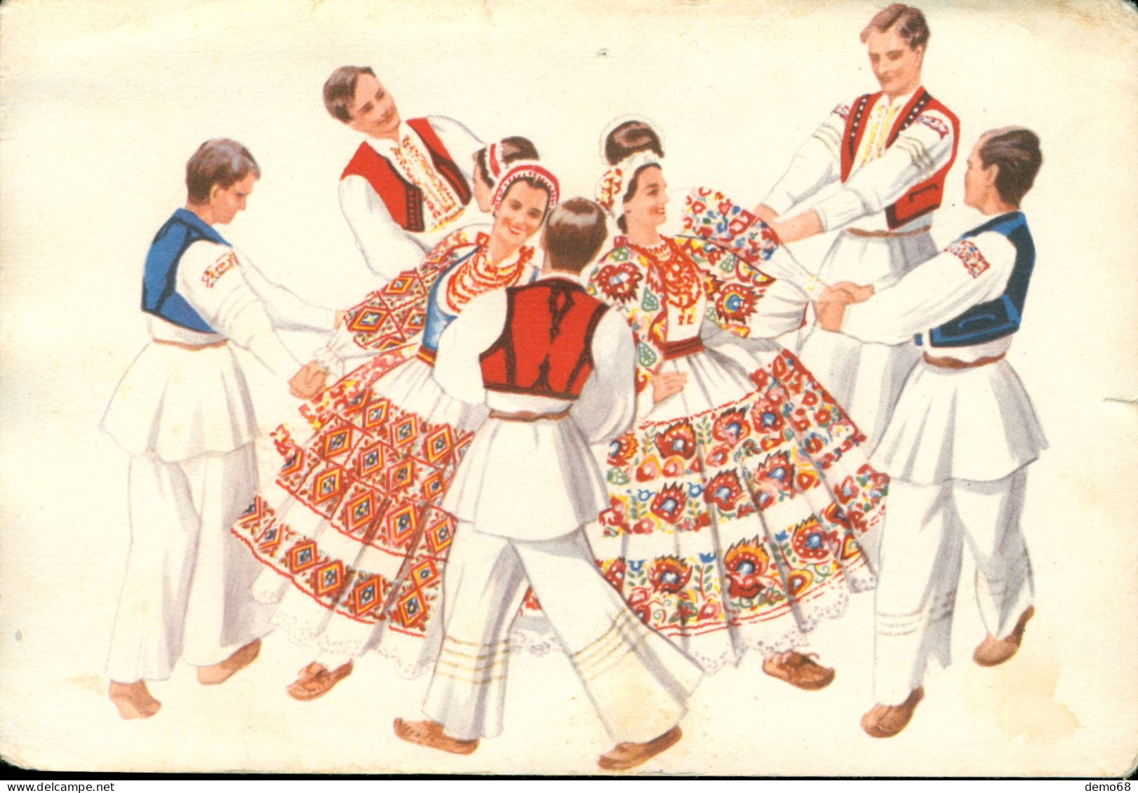 Yougoslavie Croatie Serbie Monténégro Lot De 8 Cartes Costumes Traditionnels Danse Folklore - Joegoslavië