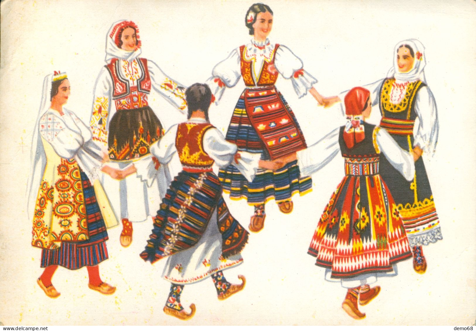 Yougoslavie Croatie Serbie Monténégro Lot de 8 cartes costumes traditionnels danse Folklore