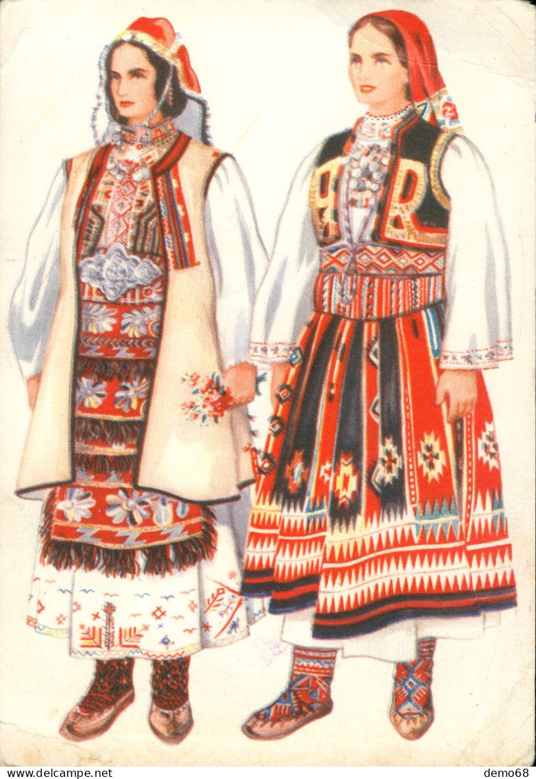 Yougoslavie Croatie Serbie Monténégro Lot de 8 cartes costumes traditionnels danse Folklore