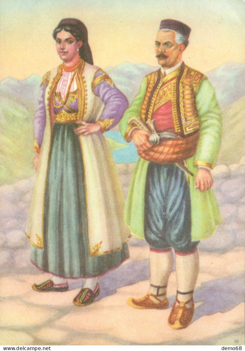 Yougoslavie Croatie Serbie Monténégro Lot de 8 cartes costumes traditionnels danse Folklore