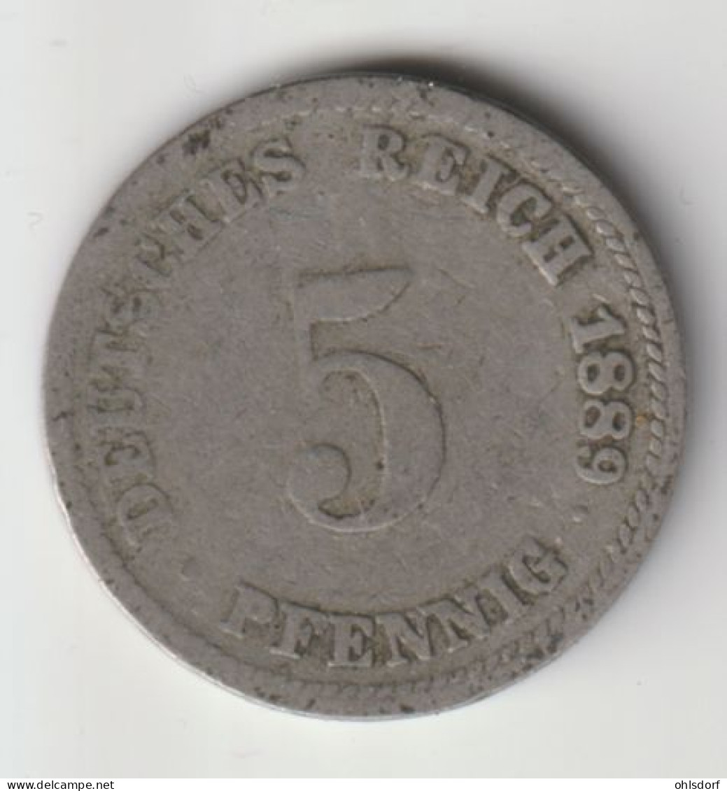 DEUTSCHES REICH 1889 D: 5 Pfennig, KM 3 - 5 Pfennig