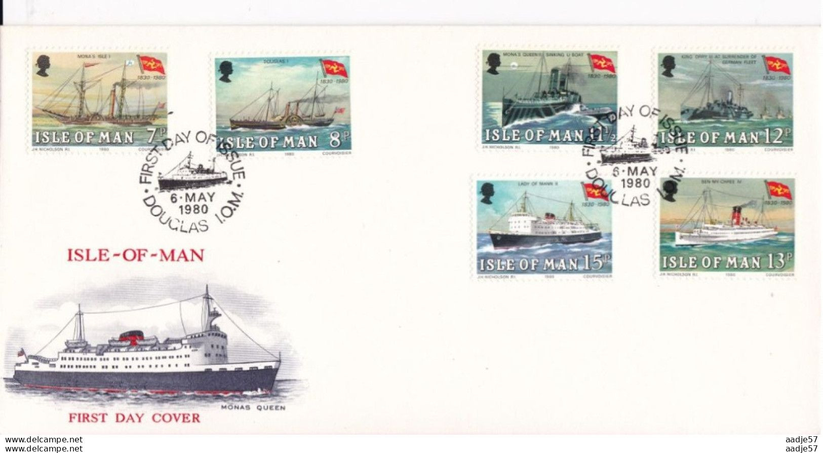 1980 FDC Isle Of Man Steam Packet Company 150th Anniversary, Douglas - Man (Ile De)