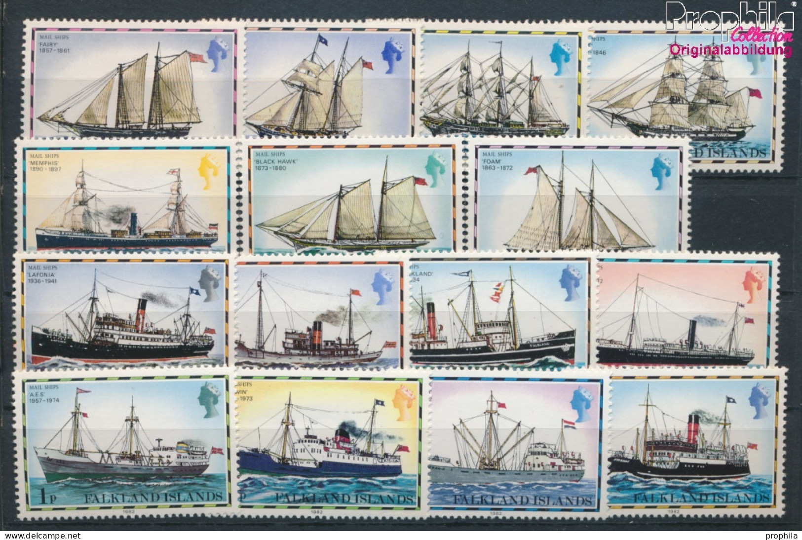 Falklandinseln 255II-269II (kompl.Ausg.) Mit Jahreszahl 1982 Postfrisch 1982 Postschiffe (10368850 - Falklandeilanden