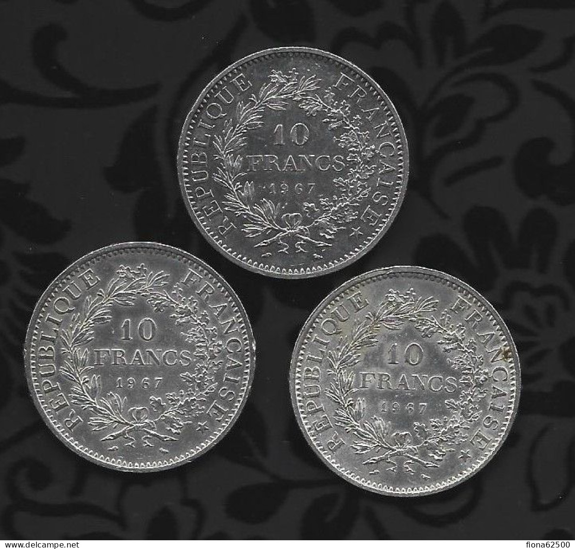 LOT DE 3 PIECES ARGENT DE 10FRS TYPE HERCULE 1967 . - 10 Francs
