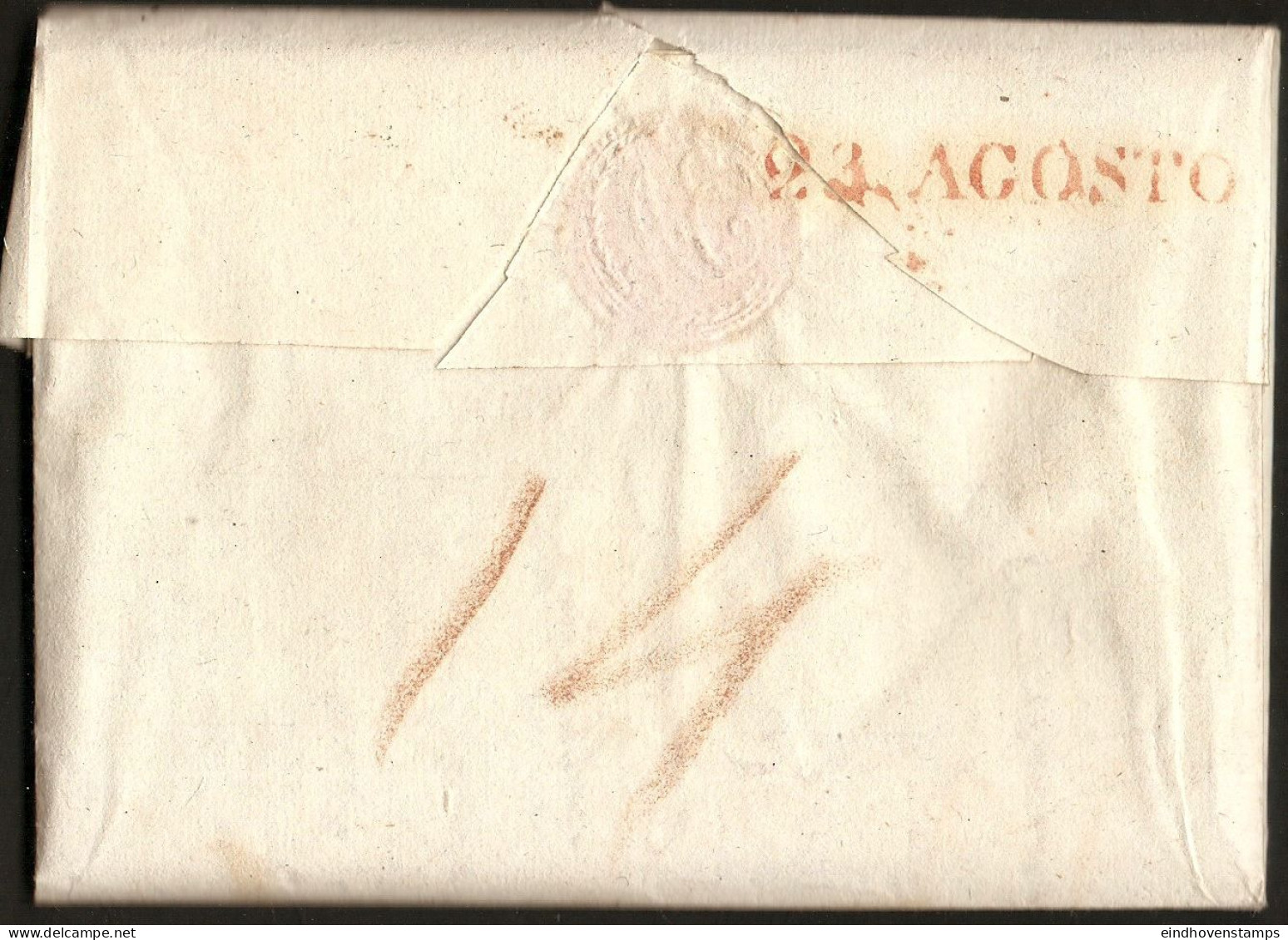 Italy 1826 Dateline Venetia To Genova With Line Marking VOGHERA Lombardian-Sardinian Exchange - Full Prepaid Letter - ...-1850 Préphilatélie