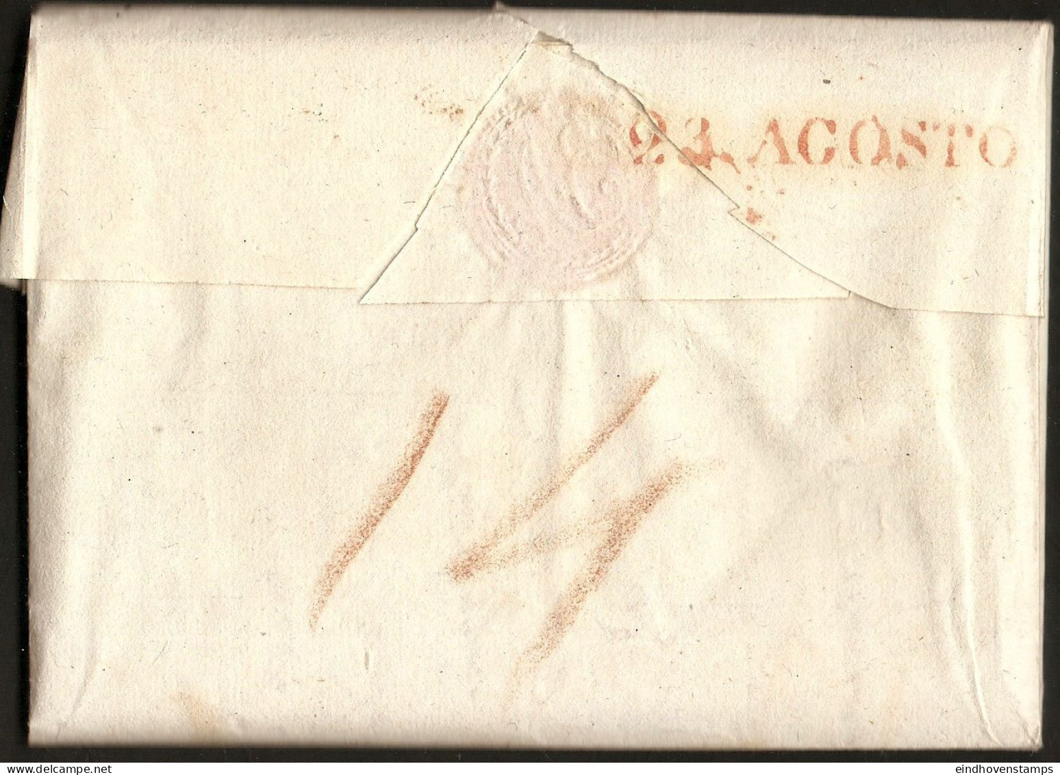 Italy 1826 Dateline Venetia To Genova With Line Marking VOGHERA Lombardian-Sardinian Exchange - Full Prepaid Letter - 1. ...-1850 Prefilatelia