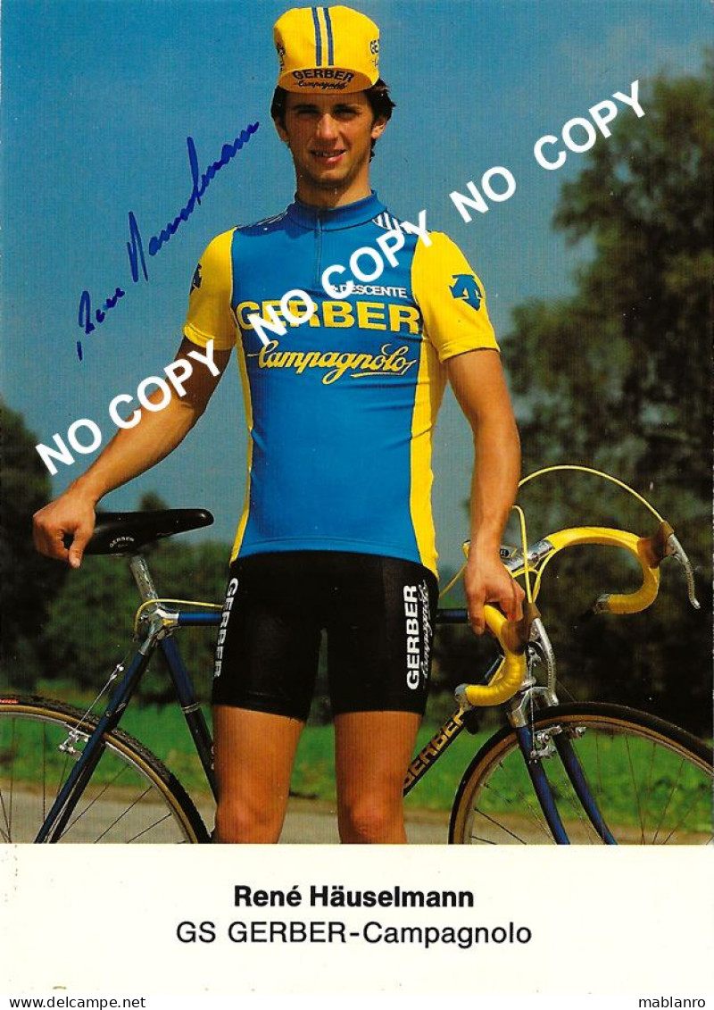 CARTE CYCLISME  RENE HAUSELMAN SIGNEE TEAM GERBER 1983 - Cyclisme