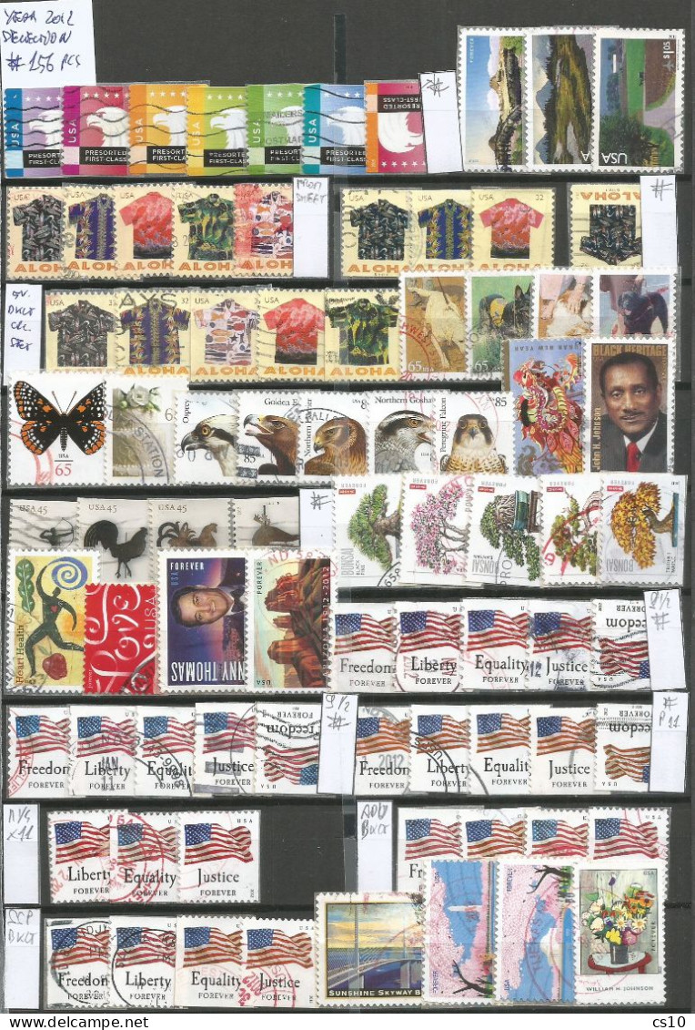 USA Selection 2012 Yearset 156 Pcs OFF-Paper Mostly VFU W/ Circular PMK Incl.Coil # Aloha Shirts BKLT, Earthscapes, Etc - Años Completos