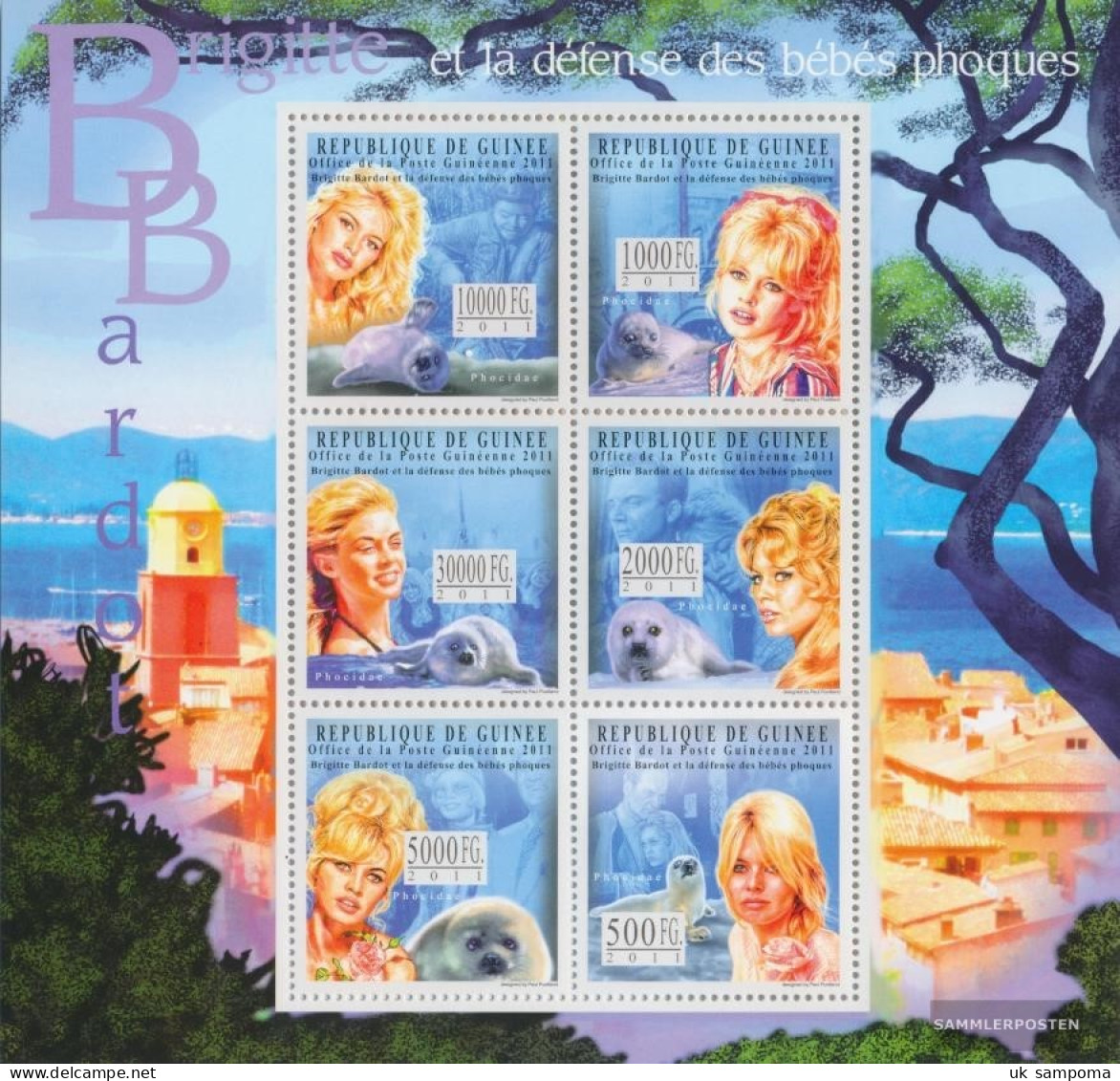 Guinea 8744-8749 Sheetlet (complete. Issue) Unmounted Mint / Never Hinged 2011 Brigitte Bardot - Guinea (1958-...)