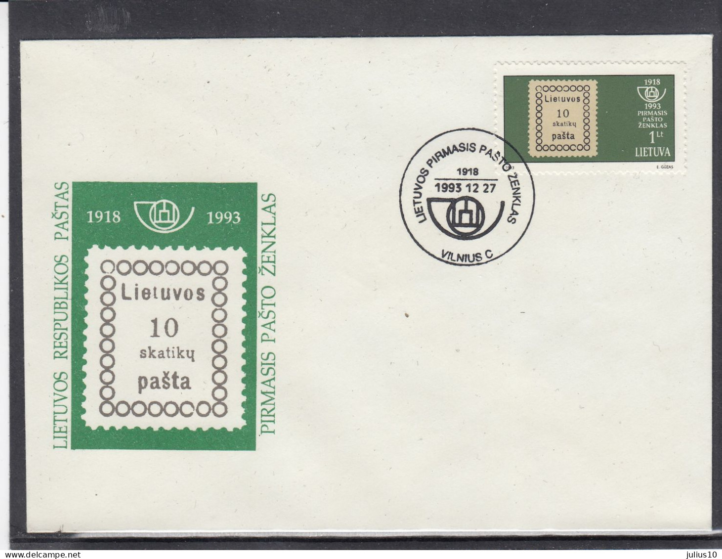 LITHUANIA 1993 First Stamp Special Cancel Mi 543 #LTV213 - Lituanie