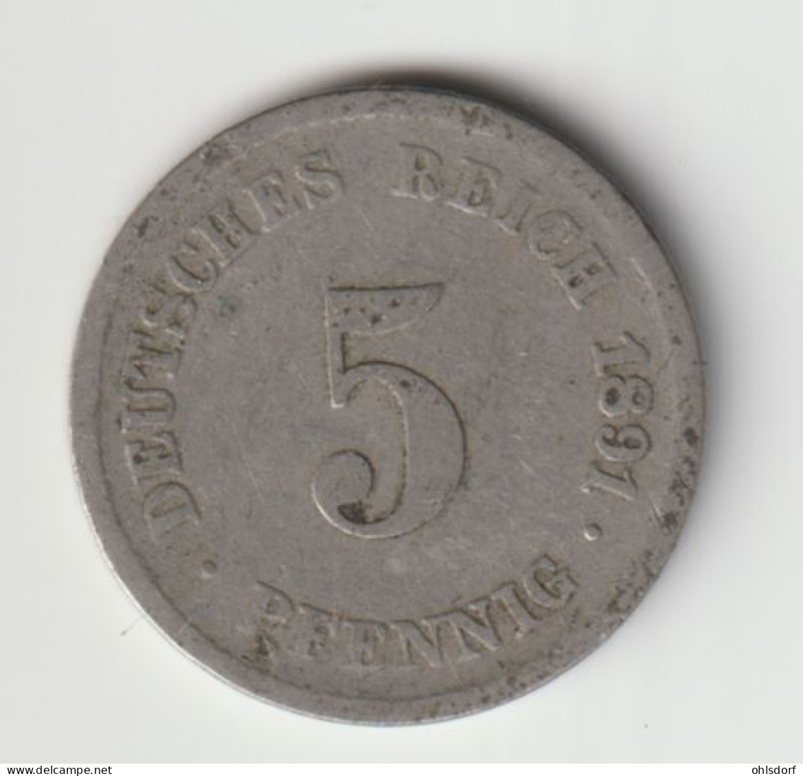 DEUTSCHES REICH 1891 F: 5 Pfennig, KM 11 - 5 Pfennig