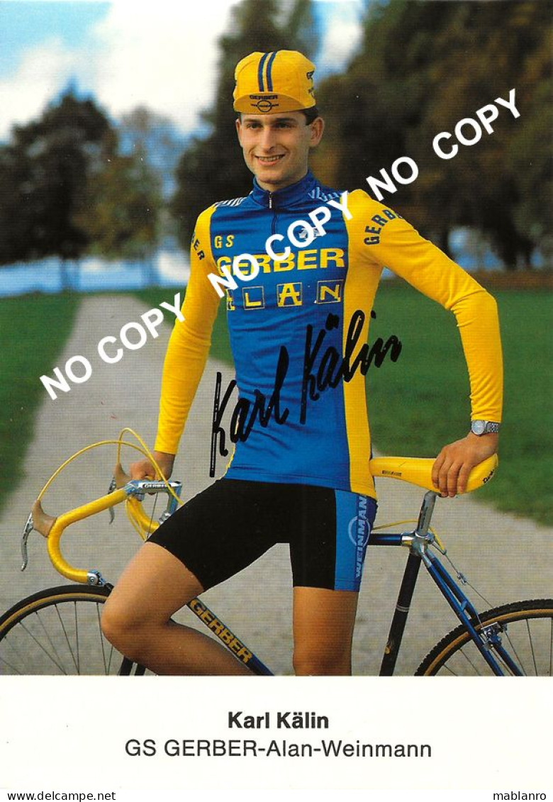 CARTE CYCLISME KARL KALIN SIGNEE TEAM GERBER 1983 - Wielrennen
