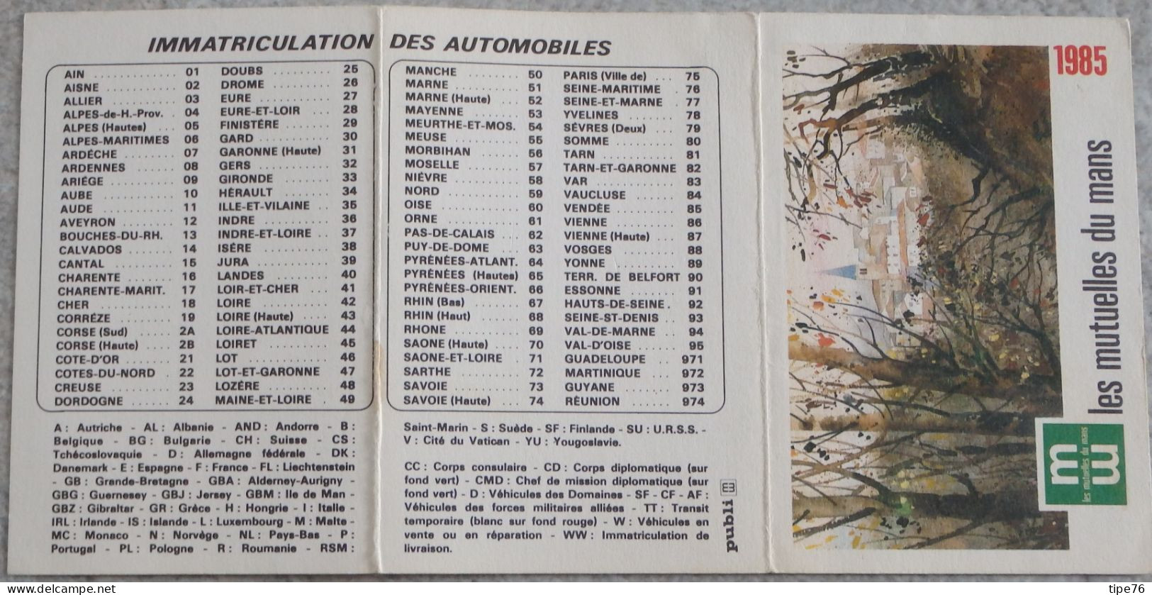 Petit Calendrier Poche 1985 Assurances Les Mutuelles Du Mans Le Mans Sarthe - - Small : 1981-90