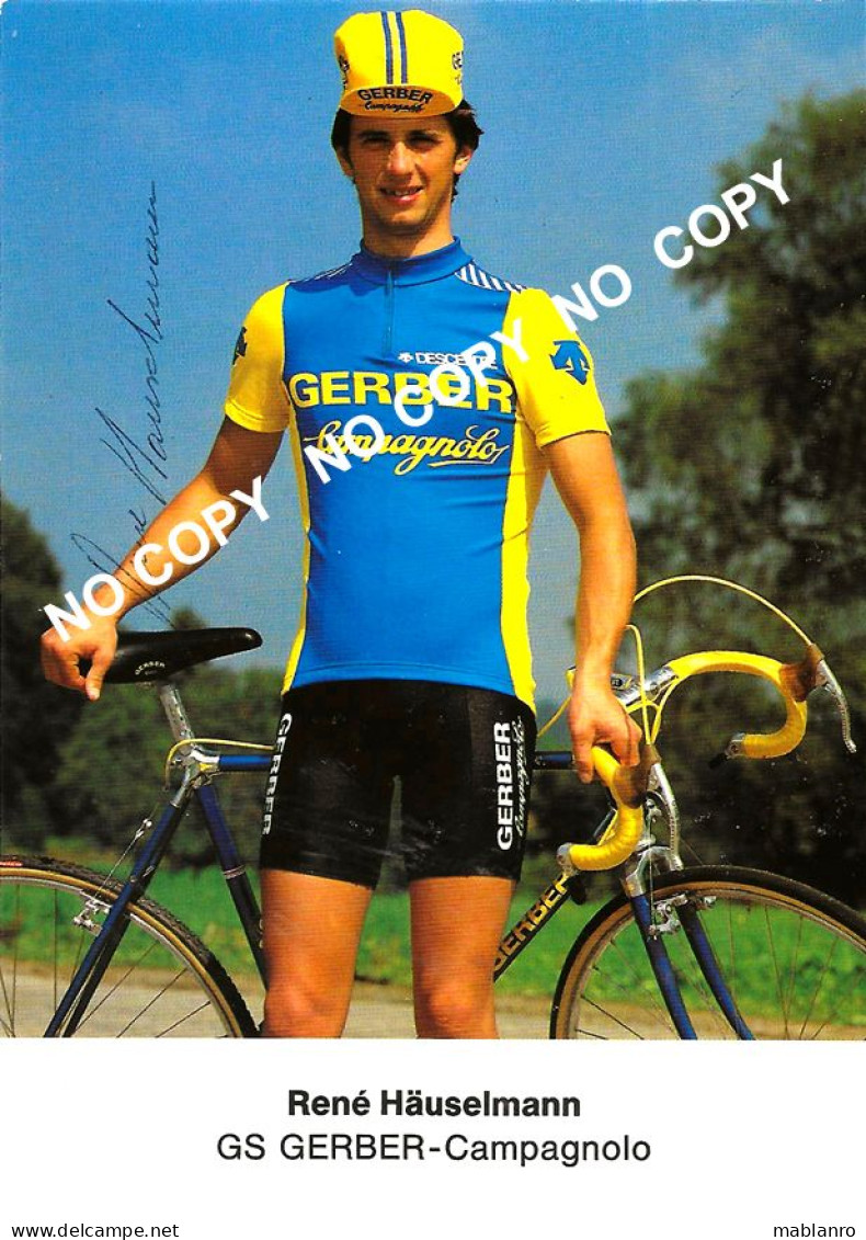 CARTE CYCLISME RENE HAUSELMANN SIGNEE TEAM GERBER 1983 - Cyclisme