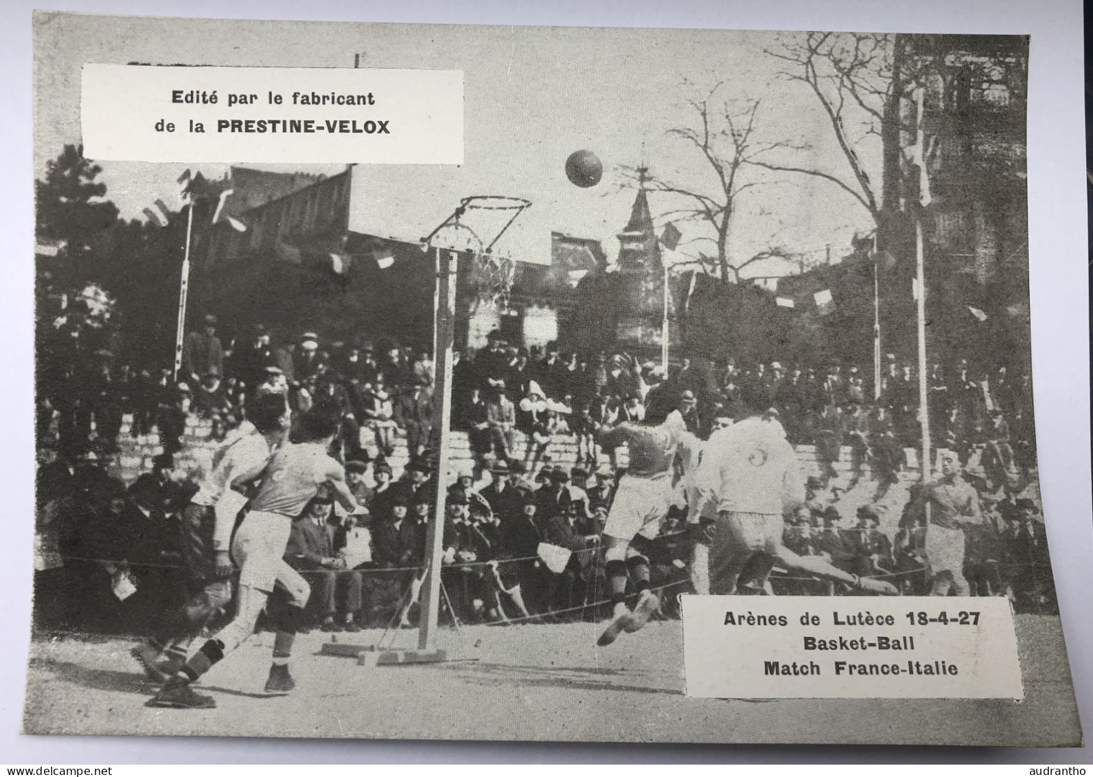 Carte Publicitaire - Basket-ball - Arènes De Lutèce Match France-italie - Laboratoires Prestie-Velox - Autres & Non Classés