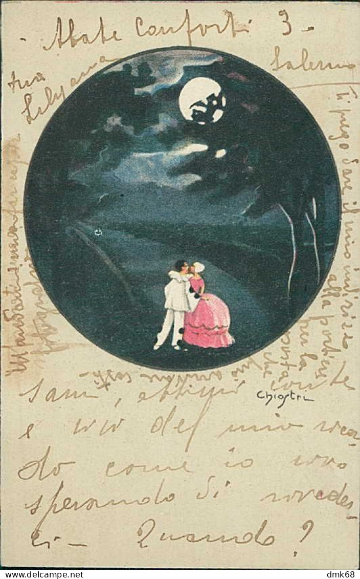 CHIOSTRI SIGNED 1920s POSTCARD - COUPLE & PIERROT - EDIT BALLERINI & FRATINI - N.180 (5604) - Chiostri, Carlo