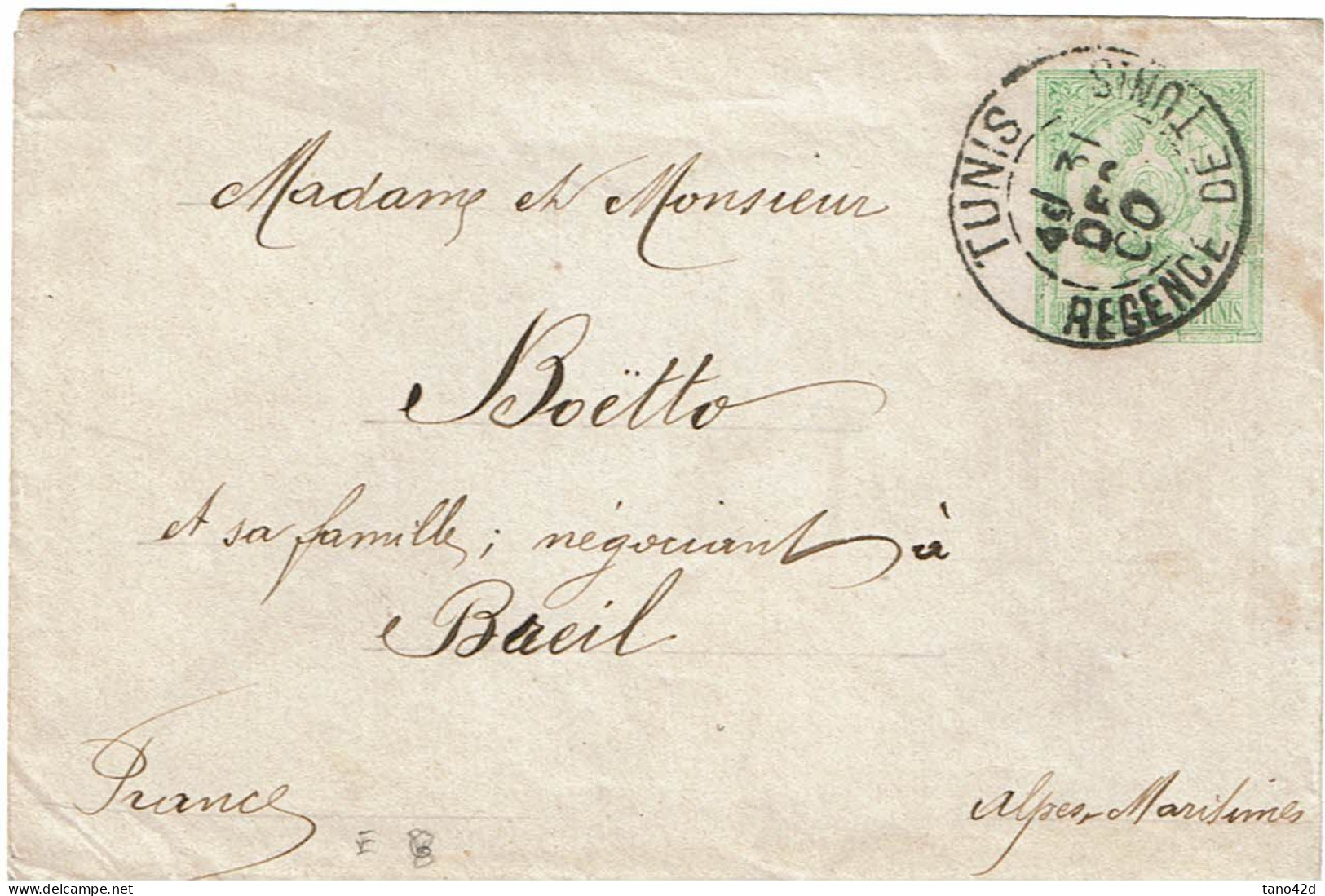 CTN85E - TUNISIE ENVELOPPE N°8 TUNIS / BREIL 31/12/1900 - Covers & Documents