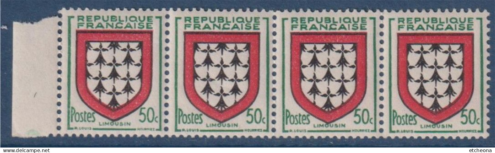 Limousin Armoiries De Provinces V N°900 Bande 4 Timbres Neufs Avec BdF - 1941-66 Armoiries Et Blasons