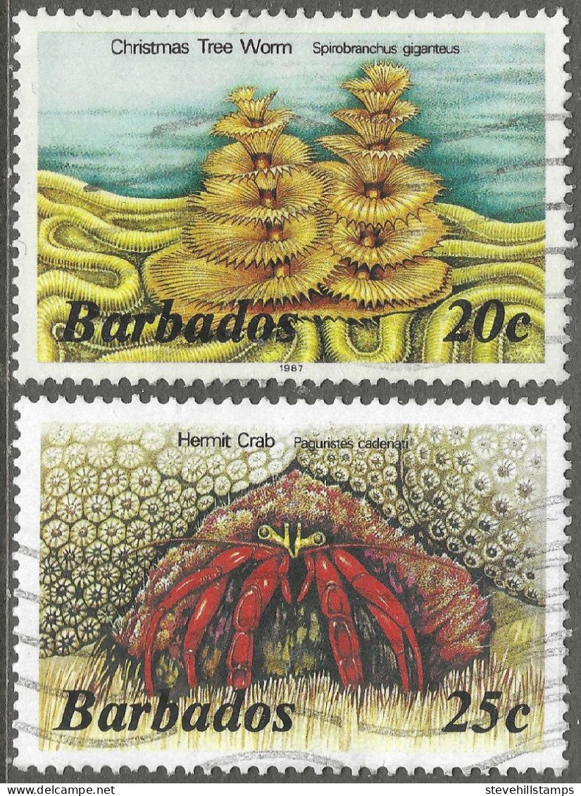 Barbados. 1985 Marine Life. 20c, 25c Used. SG 798B, 799B. M4105 - Barbades (1966-...)