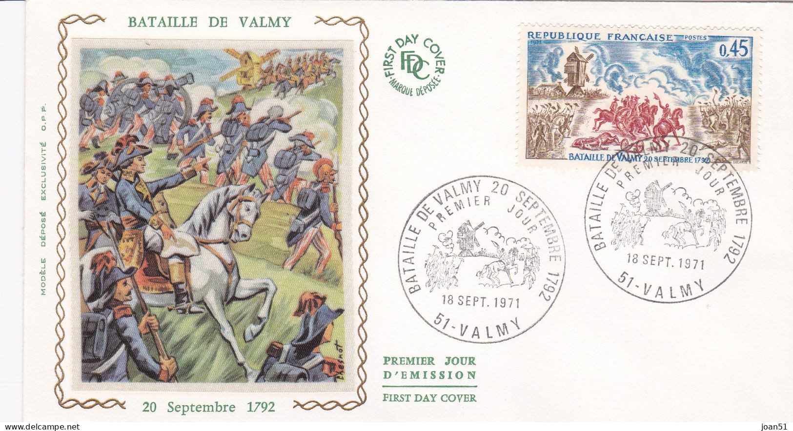 M1  PREMIER JOUR BATAILLE DE VALMY VALMY 18.09.1971 - 1980-1989