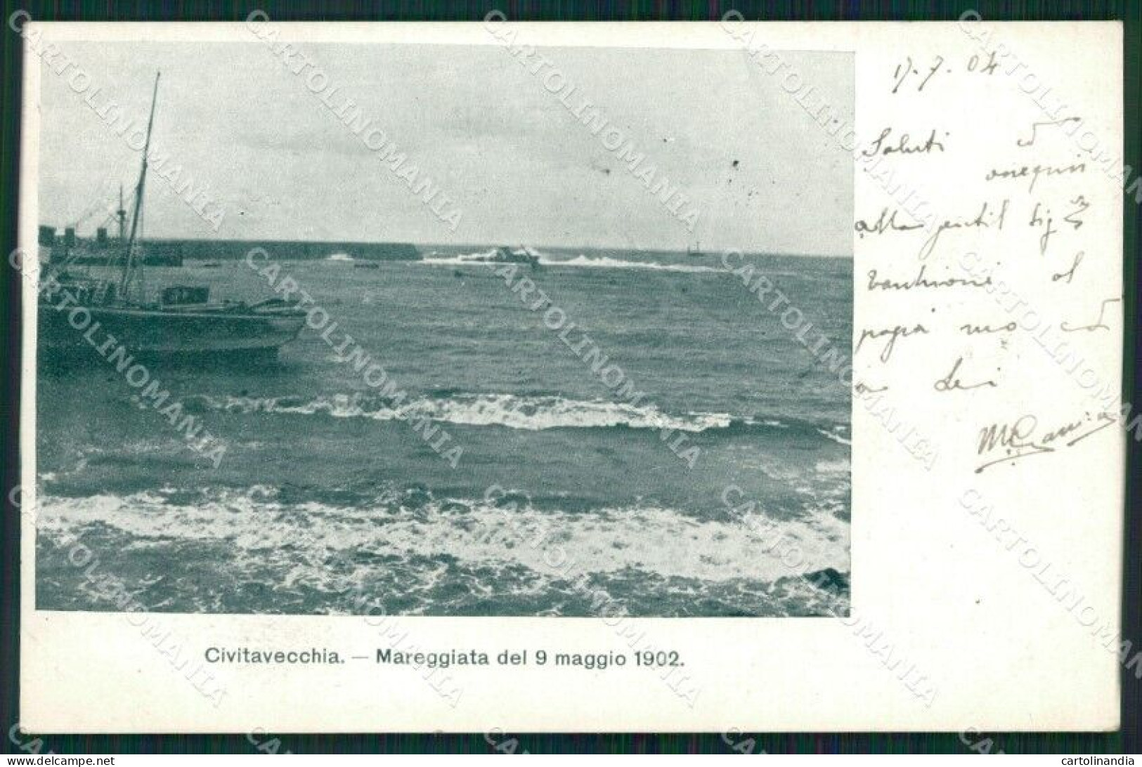 Roma Civitavecchia Mareggiata Maggio 1902 Postcard Cartolina KF3454 - Autres & Non Classés