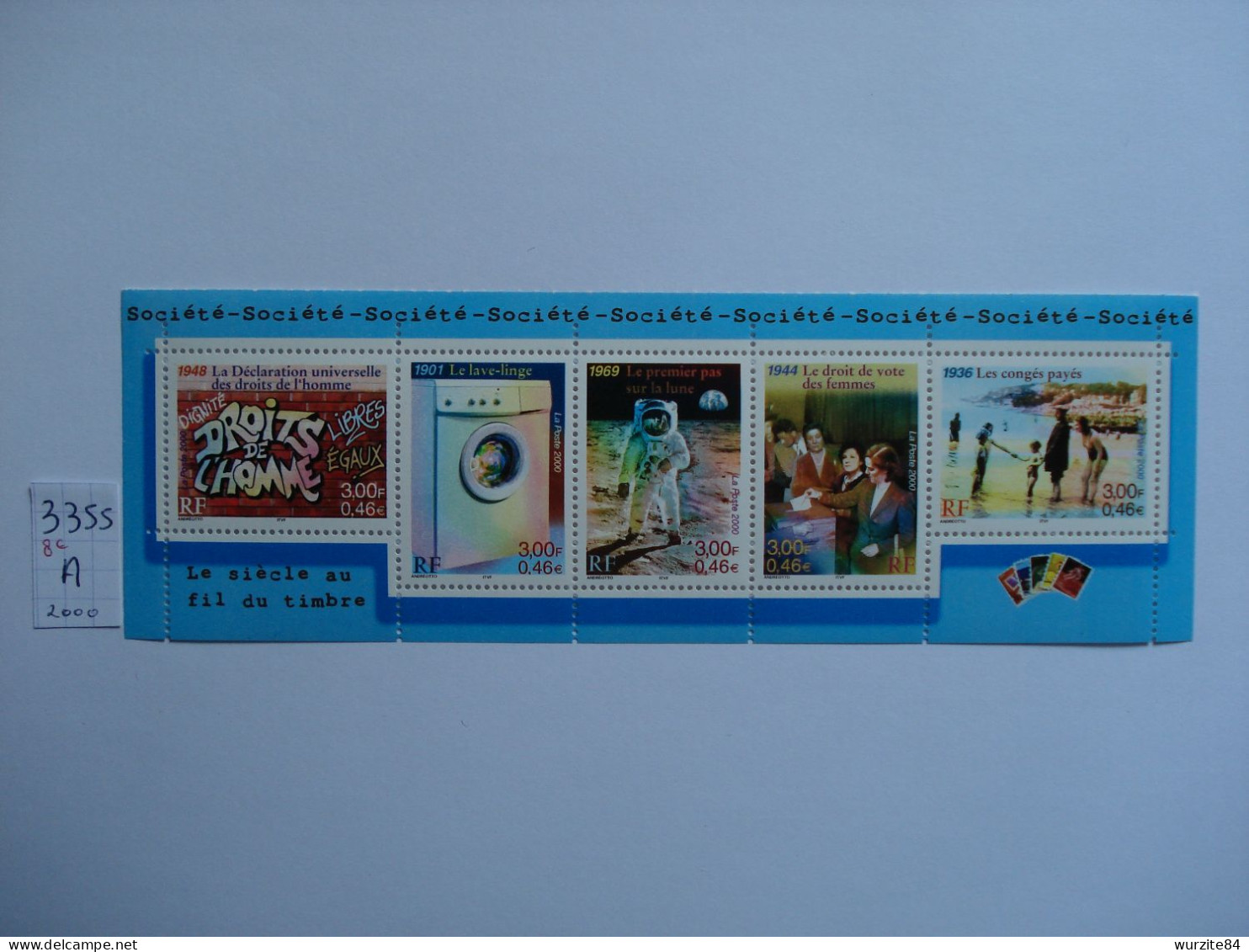 3351 à 3355 La Bande Neuve ****** Du  Siècle Au Fil Du Timbre Du Feuillet B3355A  Année 2000 - Unused Stamps