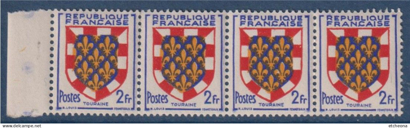 Touraine Armoiries De Provinces V N°902 Bande 4 Timbres Neufs Avec BdF - 1941-66 Coat Of Arms And Heraldry