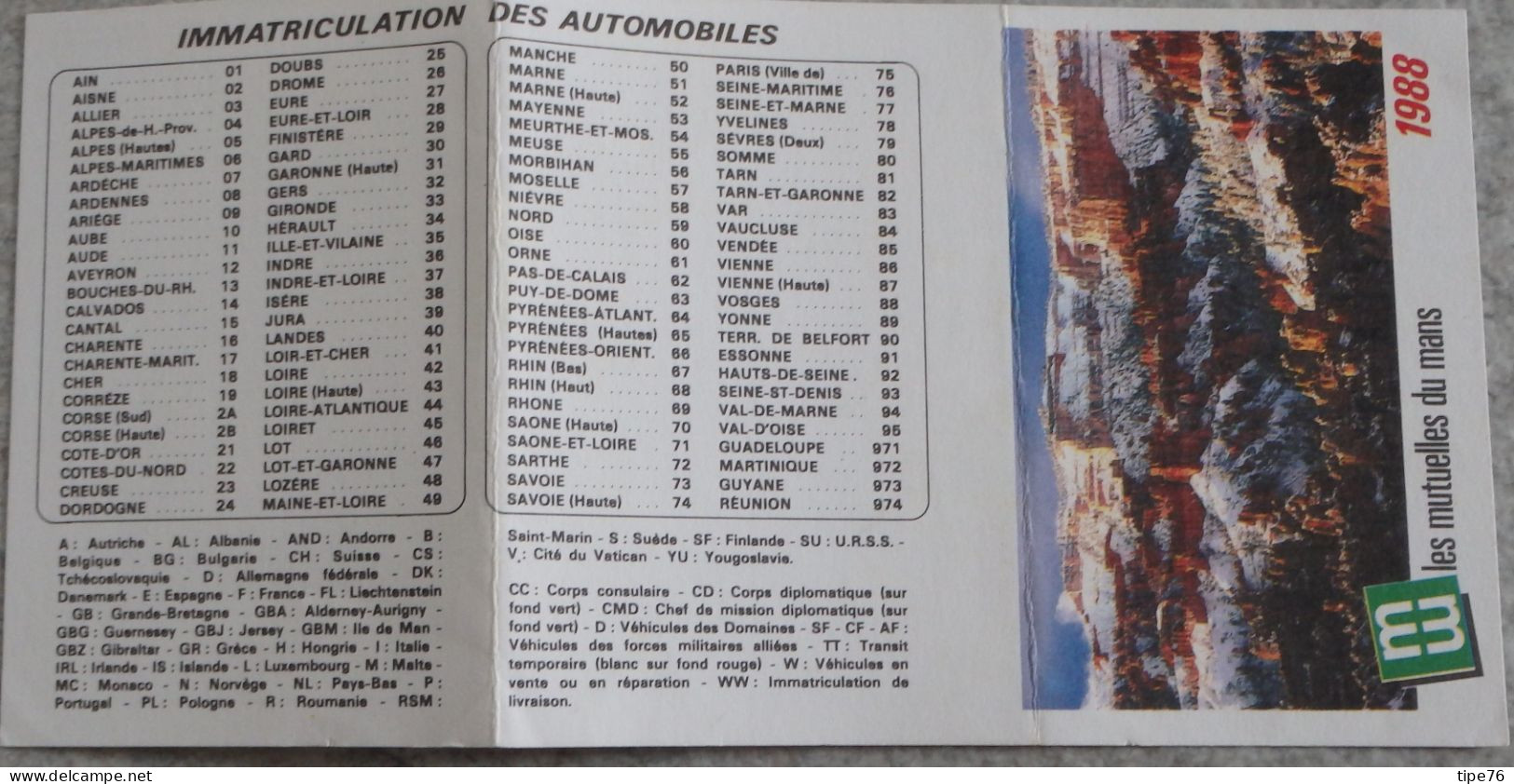 Petit Calendrier Poche 1988 Assurances Les Mutuelles Du Mans Le Mans Sarthe - - Petit Format : 1981-90