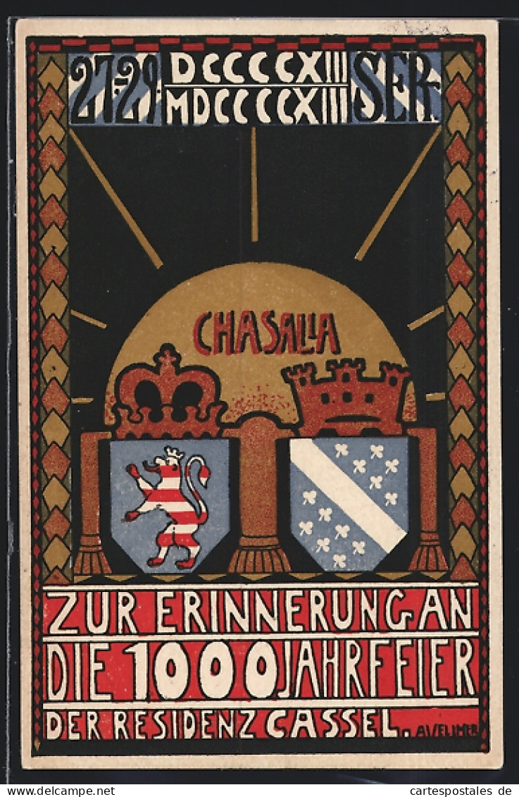 Steindruck-AK Kassel, 1000 Jahrfeier 1913, Wappen Der Stadt  - Autres & Non Classés
