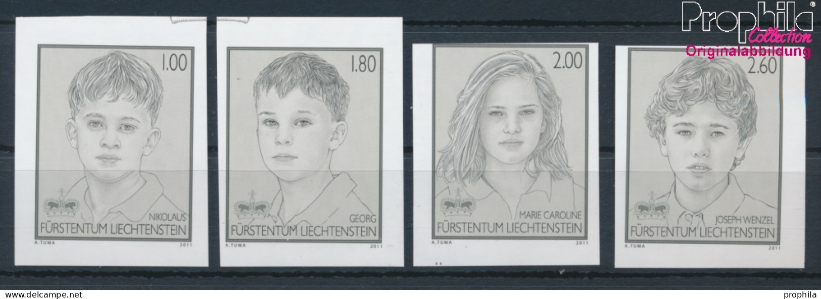 Liechtenstein 1594S-1597S (kompl.Ausg.) Schwarzdruck Postfrisch 2011 Kinder (10377383 - Unused Stamps