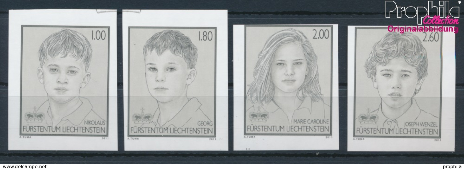 Liechtenstein 1594S-1597S (kompl.Ausg.) Schwarzdruck Postfrisch 2011 Kinder (10377383 - Nuevos