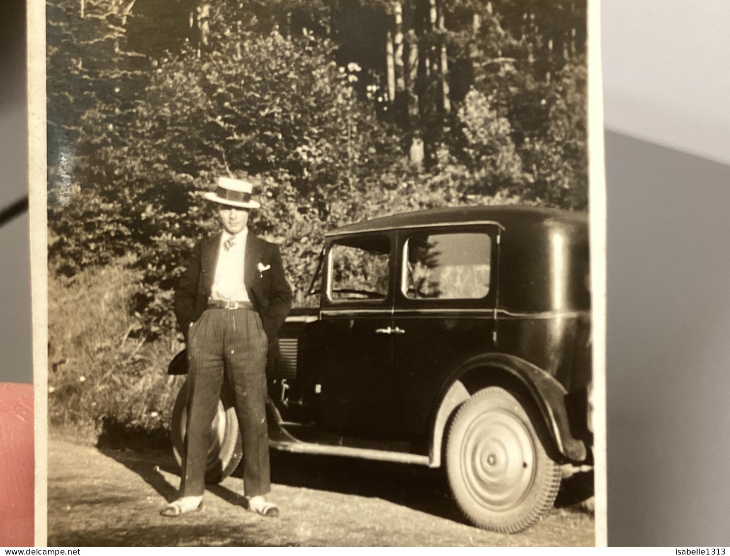 PHOTO SNAPSHOT 1920 Cannes Homme Bien Habillé, Chapeau Au Bord De La Route Voiture Renault Citroën, Citroën, Traction - Cars