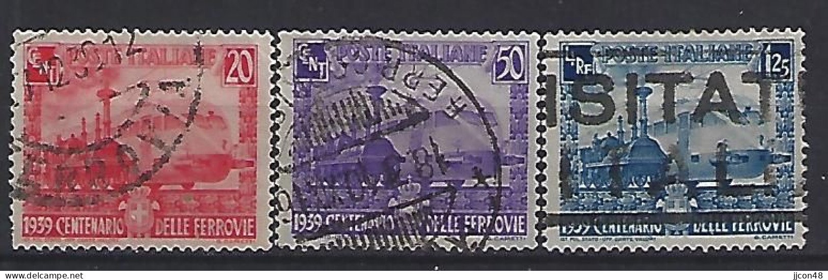 Italy 1939  100 Jahre Eisenbahn (o) Mi.620-622 - Used