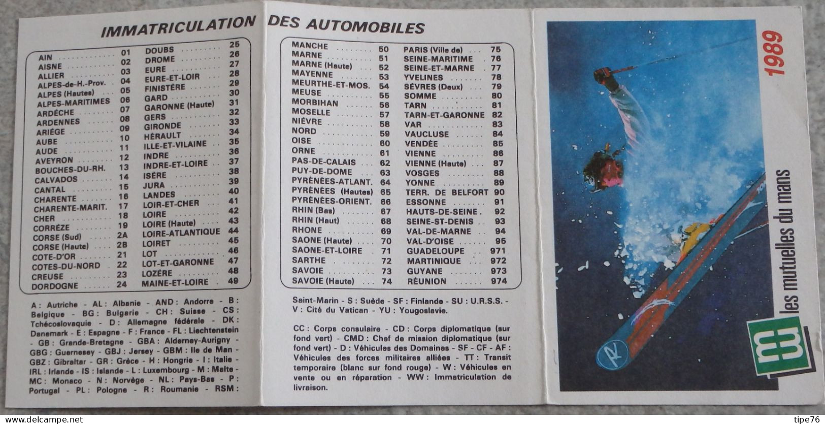 Petit Calendrier Poche 1989 Assurances Les Mutuelles Du Mans Le Mans Sarthe - La Ferté Bernard - Petit Format : 1981-90