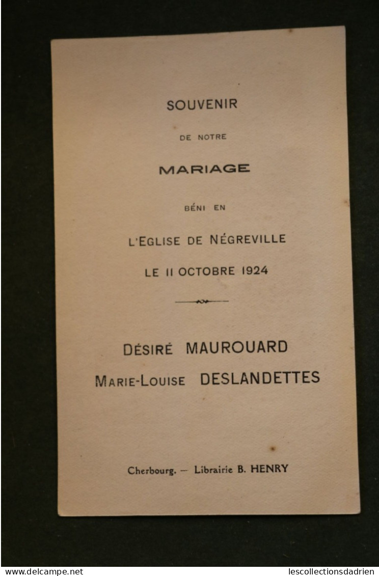 Image Religieuse La Sainte Famille Souvenir De Mariage 1924 à Négreville - Holy Card Holy Familly - Images Religieuses