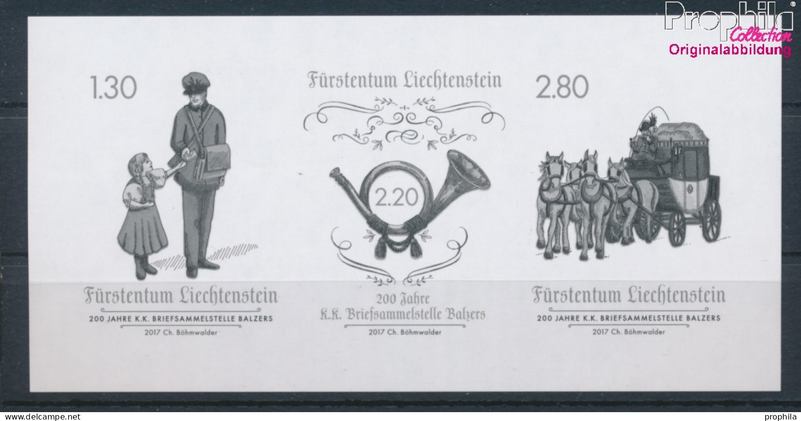 Liechtenstein Block30S (kompl.Ausg.) Schwarzdruck Postfrisch 2017 Briefsammelstelle Balzers (10377359 - Ungebraucht