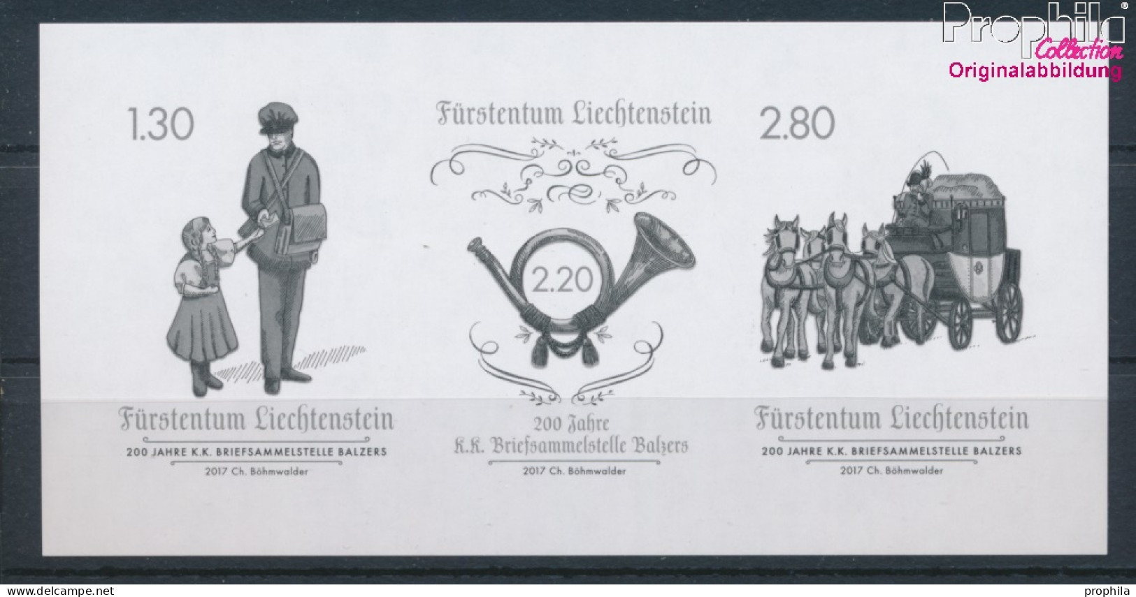 Liechtenstein Block30S (kompl.Ausg.) Schwarzdruck Postfrisch 2017 Briefsammelstelle Balzers (10377359 - Nuevos
