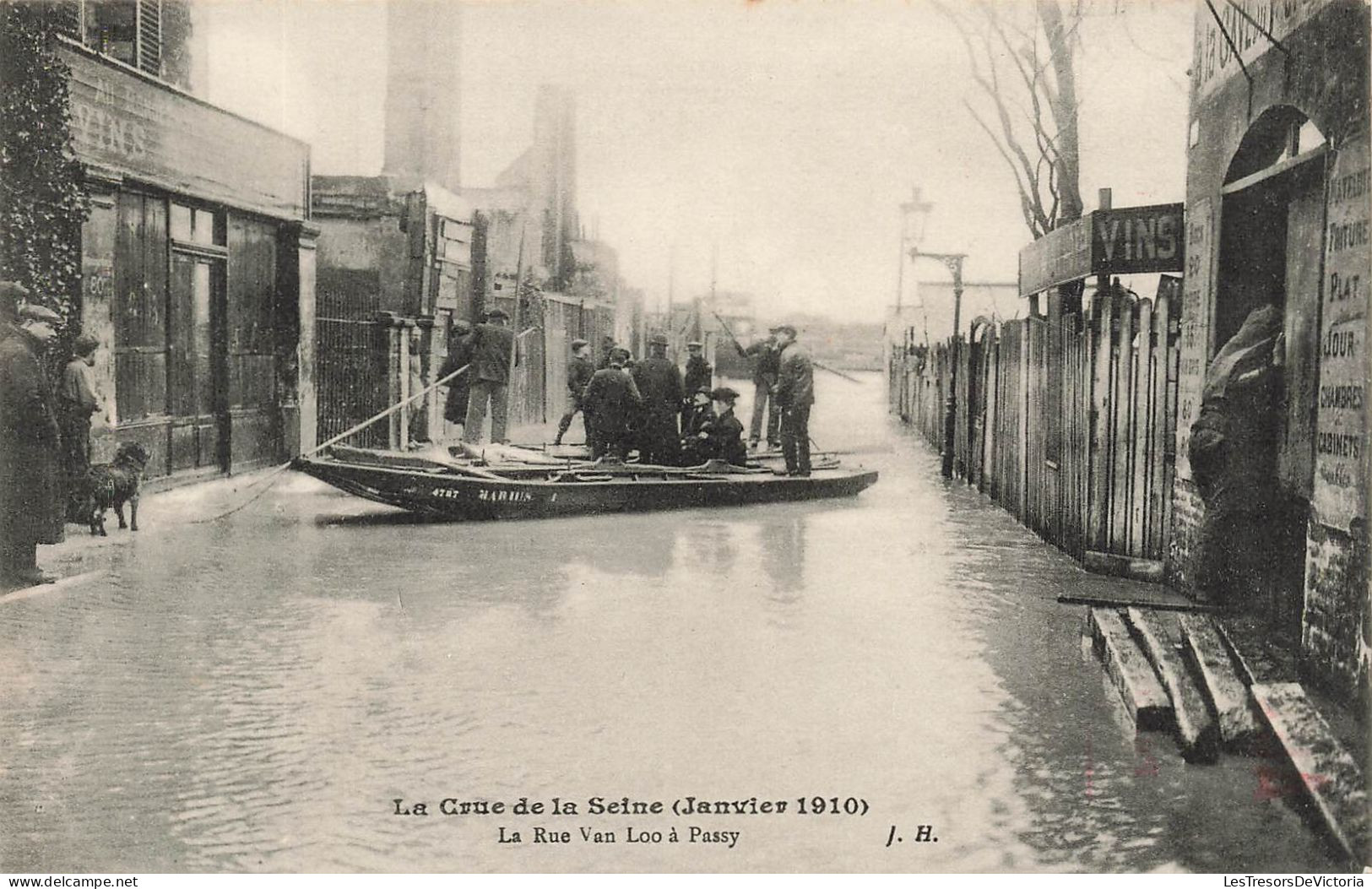 FRANCE - Passy - La Crue De La Seine - La Rue Van Loo - Janvier 1910 - Animé - Carte Postale Ancienne - Passy