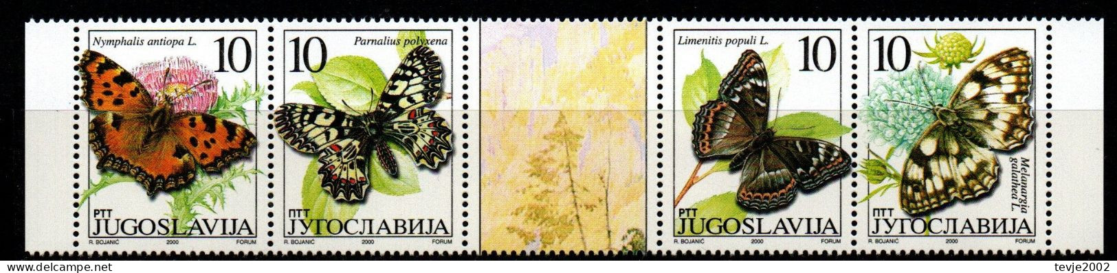 Jugoslawien 2000 - Mi.Nr. 2962 - 2965 - Postfrisch MNH - Tiere Animals Schmetterlinge Butterflies - Schmetterlinge