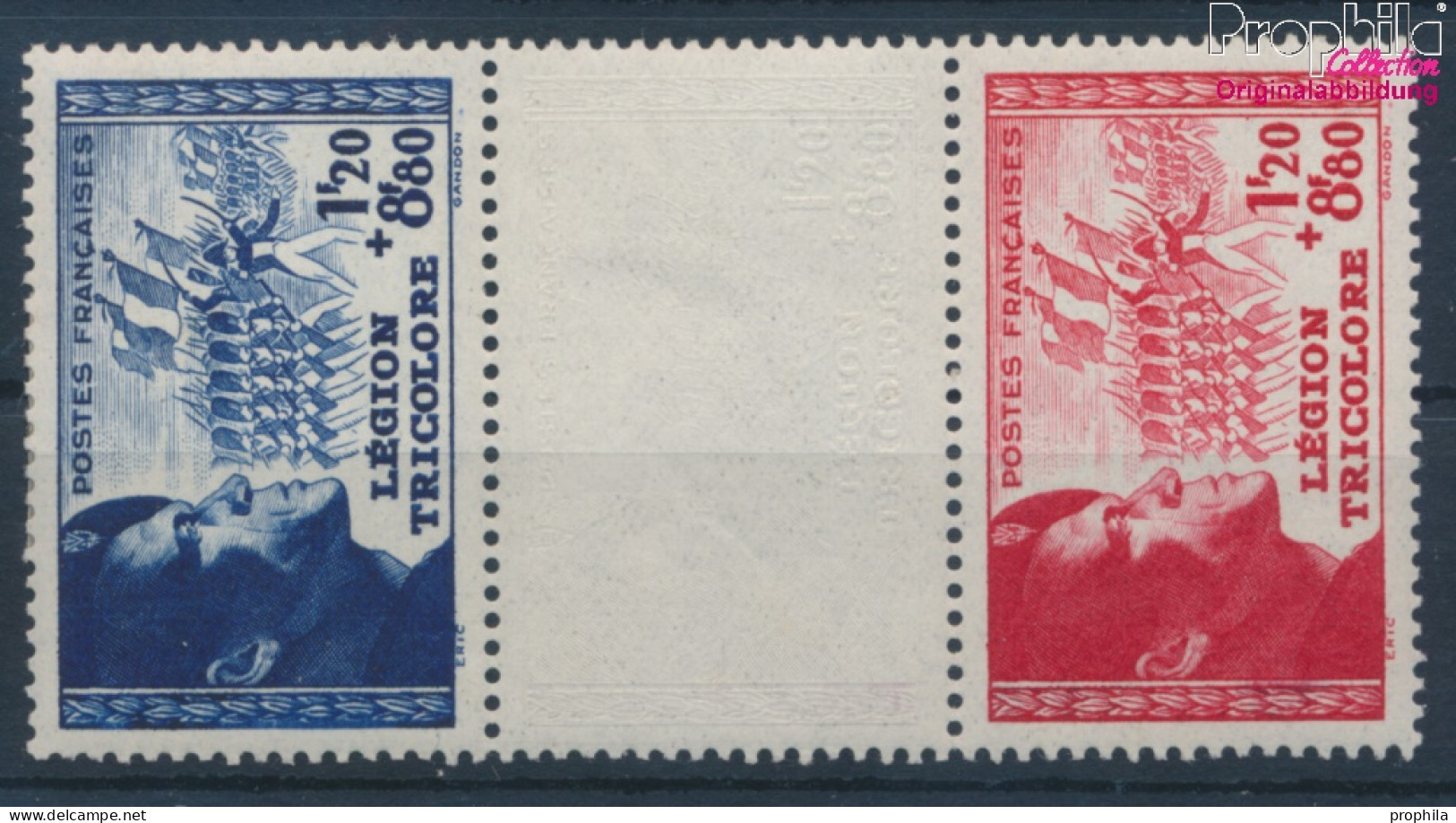 Frankreich 576-577 Dreierstreifen (kompl.Ausg.) Mit Falz 1942 Légion Tricolore (10387906 - Unused Stamps