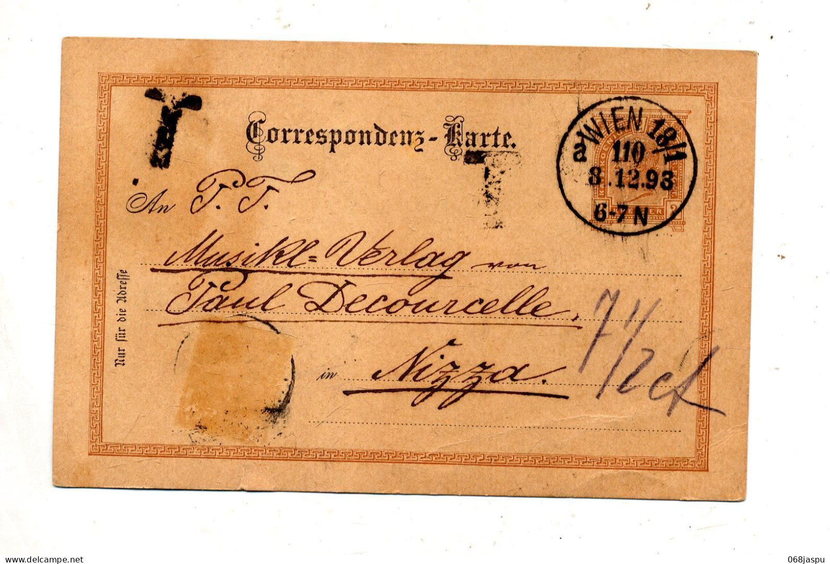 Carte Postale Celebrite  Cachet Wien Taxée Timbre Oté - Tarjetas