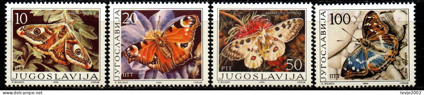 Jugoslawien 1986 - Mi.Nr. 2171 - 2174 - Postfrisch MNH - Tiere Animals Schmetterlinge Butterflies - Vlinders