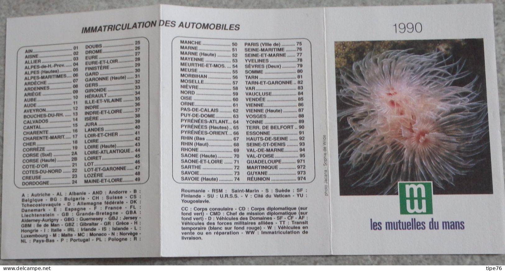 Petit Calendrier Poche 1990 Assurances Les Mutuelles Du Mans Le Mans Sarthe - Mayenne - Petit Format : 1981-90