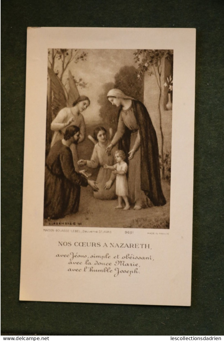 Image Religieuse Nos Coeurs à Nazareth Souvenir De Mariage 1954 à Golleville -  Ange - Holy Card Angel - Devotion Images