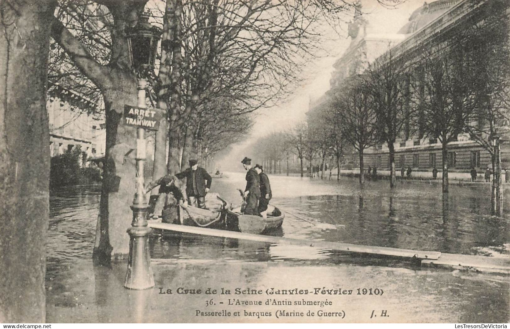 FRANCE - La Crue De La Seine - Janvier 1910 - L'avenue D'Antin Submergée - Passerelle - Carte Postale Ancienne - Paris Flood, 1910